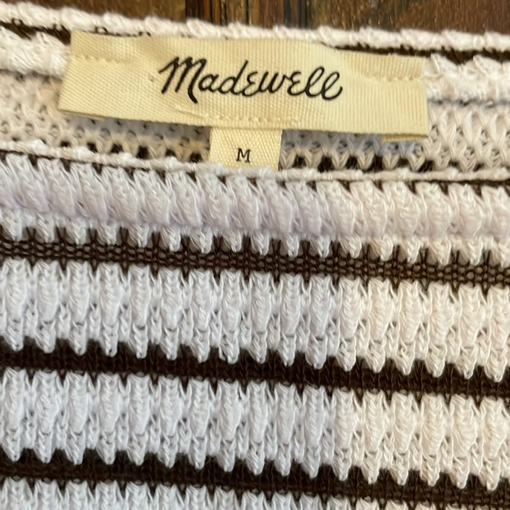 Madewell NWOT Embroidered Boxy Striped Black and White Top - Picture 6 of 6
